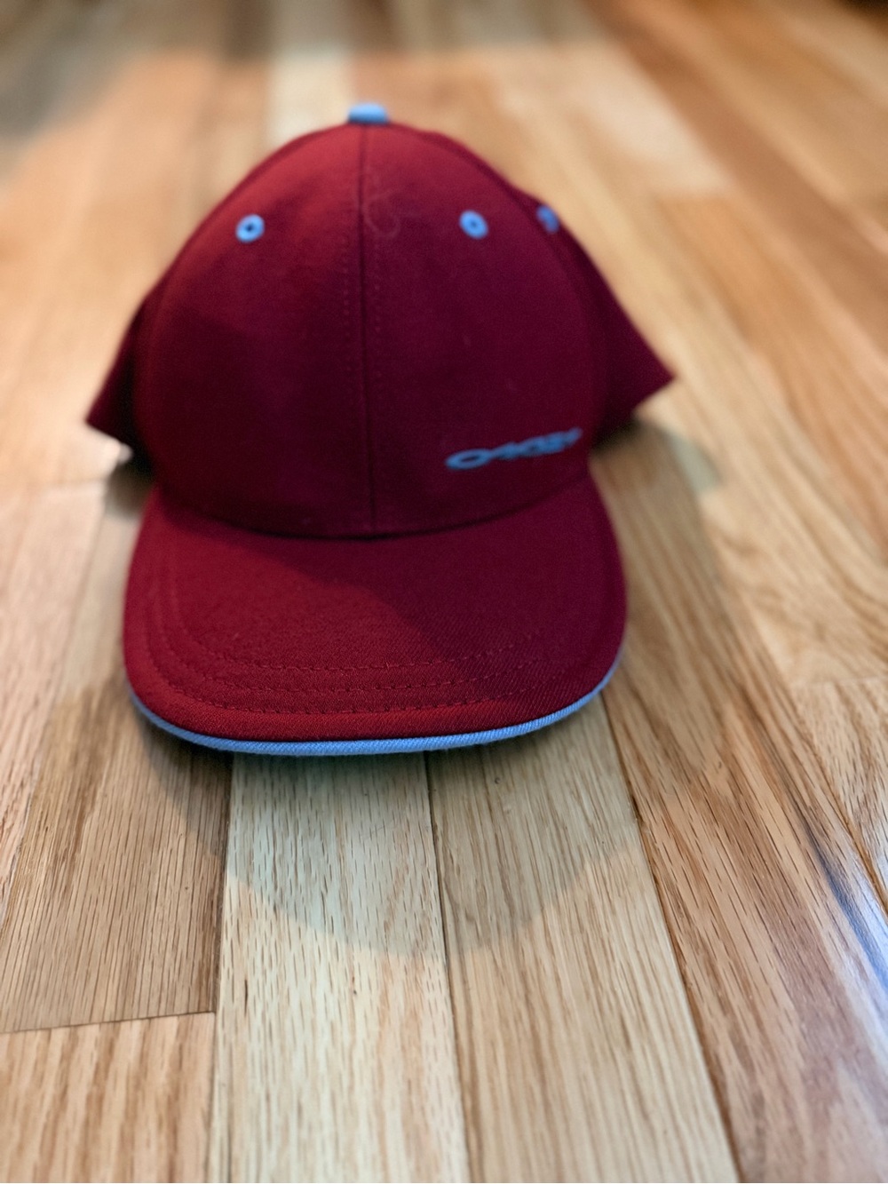 Oakley Maroon Baseball Cap with Light Blue Accents